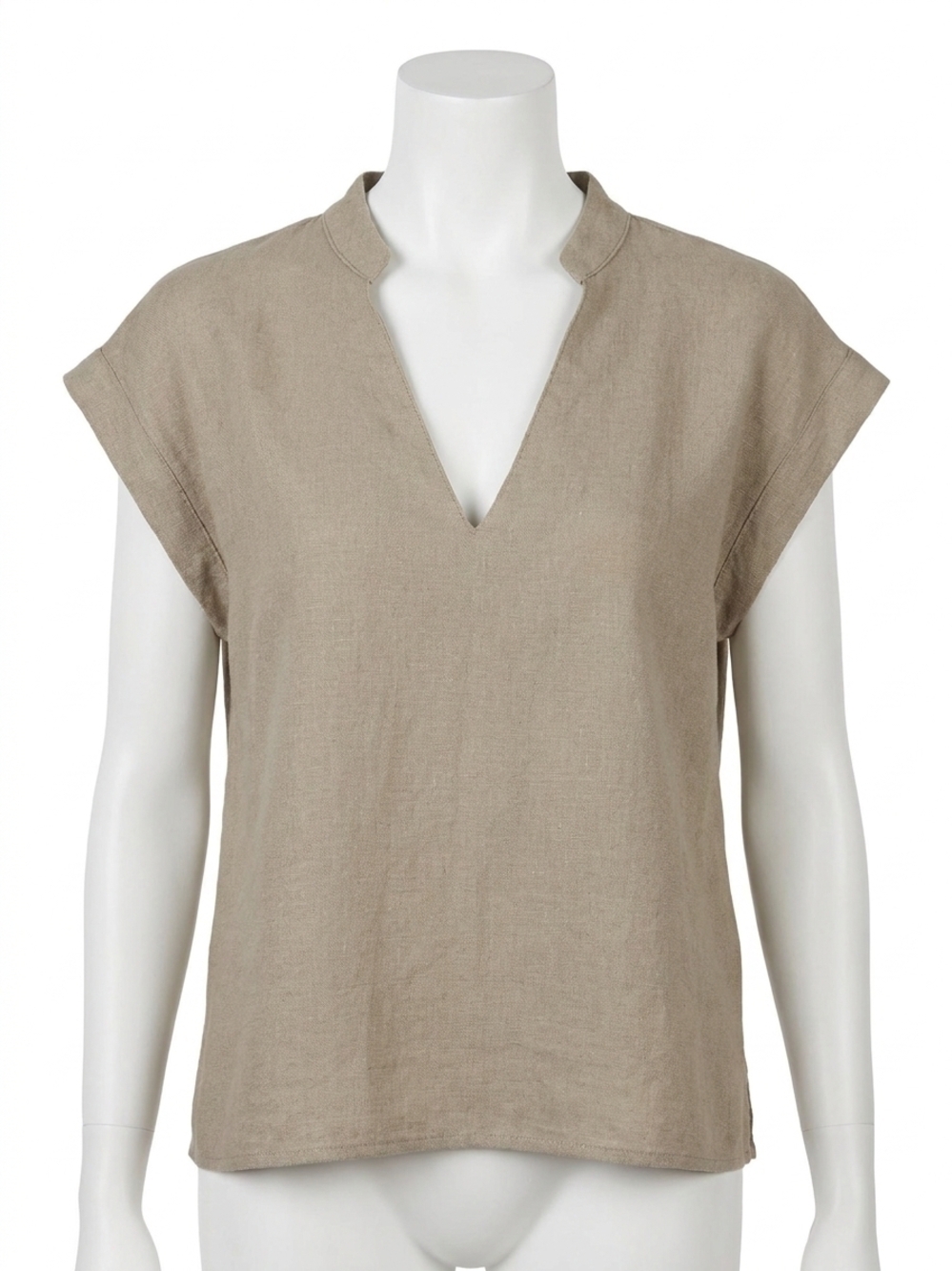 NEW MOLLY BRACKEN woven v-neck linen top in khaki